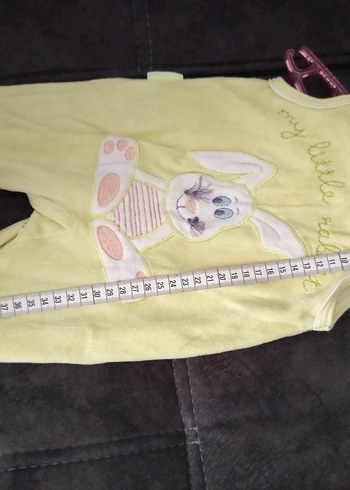 fıstık yeşiliı Tavşan Desenli Bebek Uyku Tulumu ve Şapka - Görsel 6