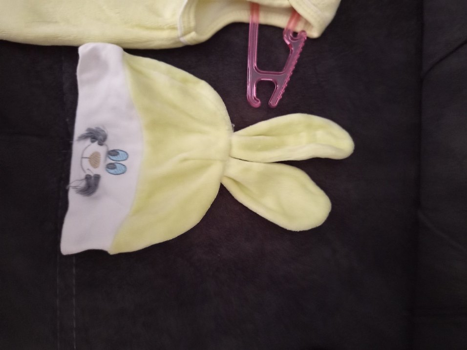 fıstık yeşiliı Tavşan Desenli Bebek Uyku Tulumu ve Şapka - Görsel 3