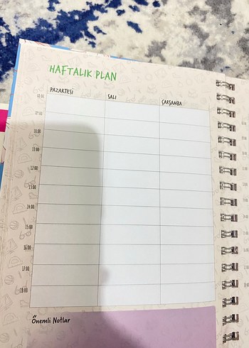 Mavi Çiçekli Spiral Defter