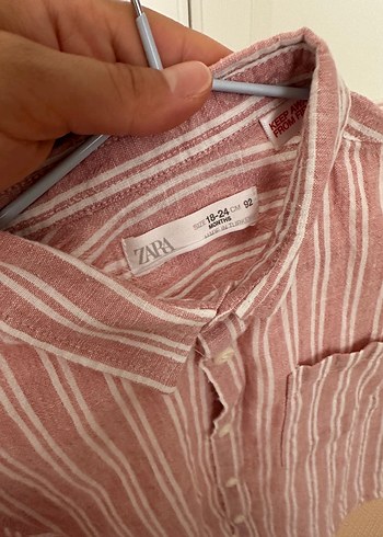 Zara Erkek Çocuk pembe Çizgili Keten Gömlek