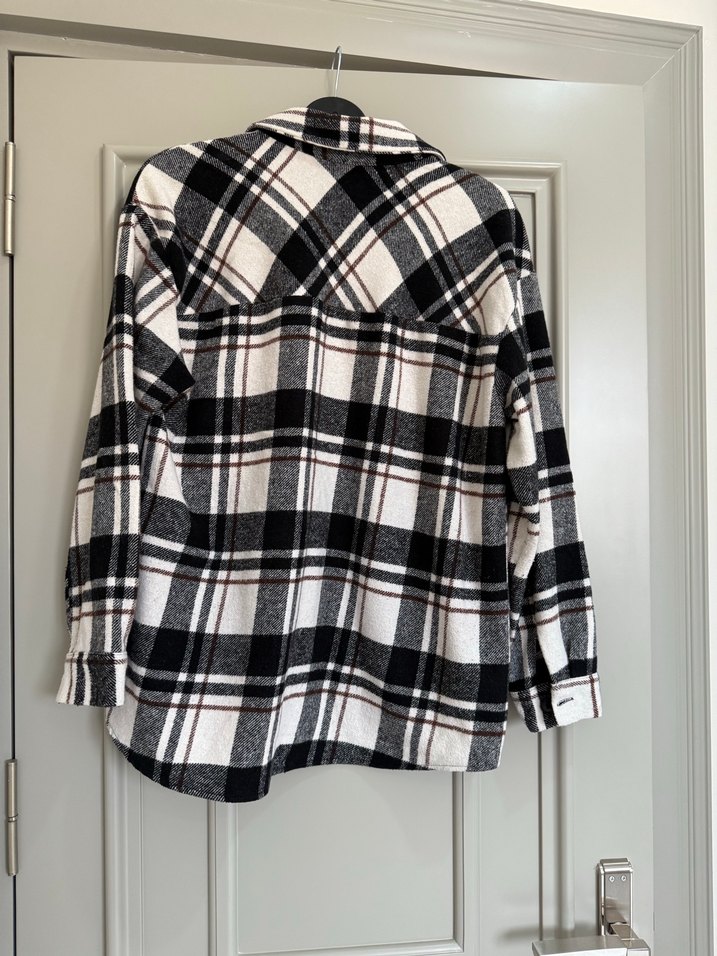 Gri Ekose Desenli Pamuklu Kadın Gömlek - Görsel 2