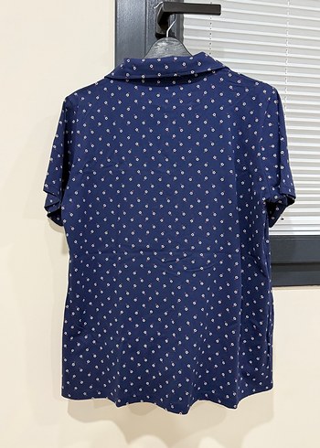 Lacivert Baskılı Kısa Kollu Gömlek pijama takımı - Görsel 3