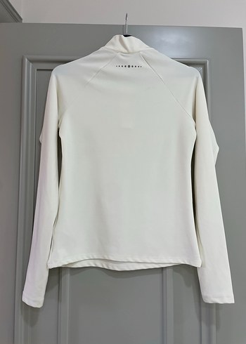 Kadın Beyaz Fermuarlı Yüksek Yakalı Sweatshirt - Görsel 2