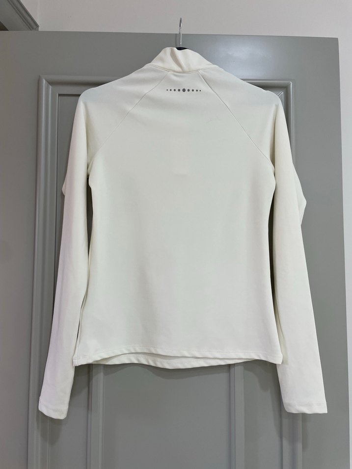 Kadın Beyaz Fermuarlı Yüksek Yakalı Sweatshirt - Görsel 2