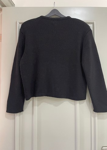 Düğmeli Siyah Triko Kadın Hırka - Görsel 3