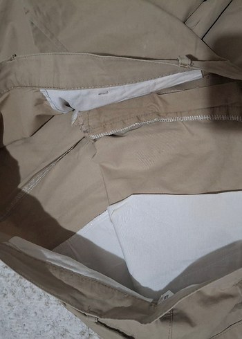 Bej Keten Kemerli Rahat Erkek Şort - Görsel 8