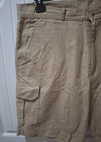 Bej Keten Kemerli Rahat Erkek Şort - Görsel 2