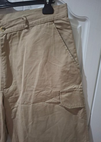 Bej Keten Kemerli Rahat Erkek Şort - Görsel 3