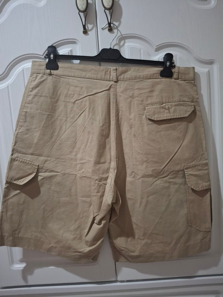 Bej Keten Kemerli Rahat Erkek Şort - Görsel 4