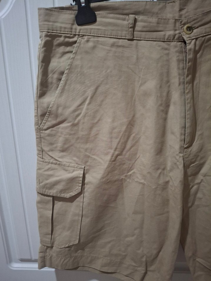 Bej Keten Kemerli Rahat Erkek Şort - Görsel 2