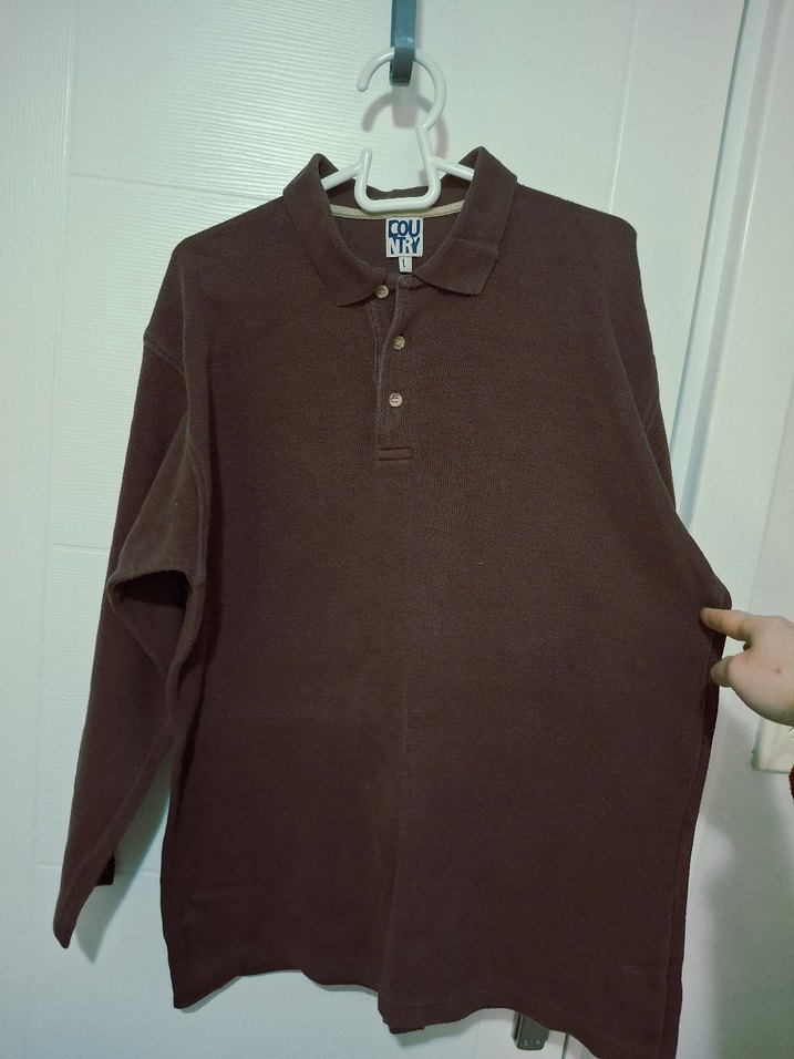 erkek L beden Uzun Kollu sweatshirt Polo Tişört - Görsel 2