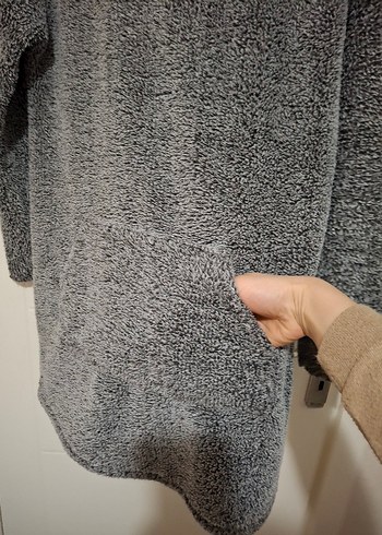 Gri Kapüşonlu Kadın Triko Sweatshirt - Görsel 4