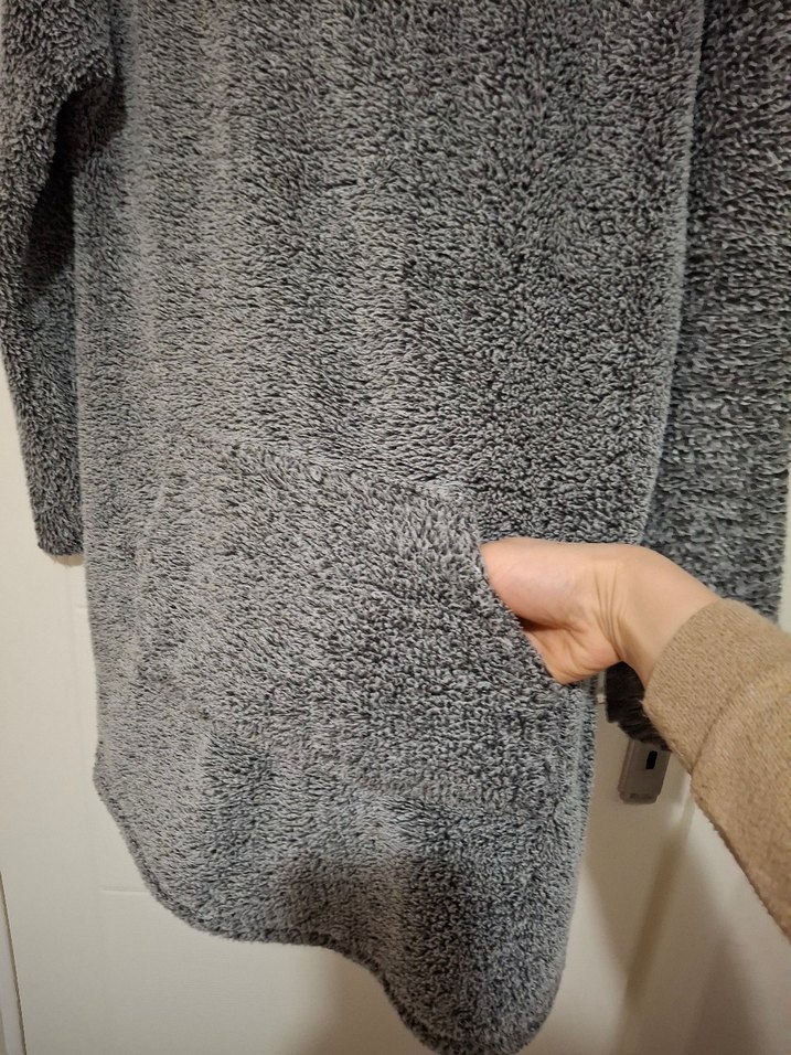 Gri Kapüşonlu Kadın Triko Sweatshirt - Görsel 4