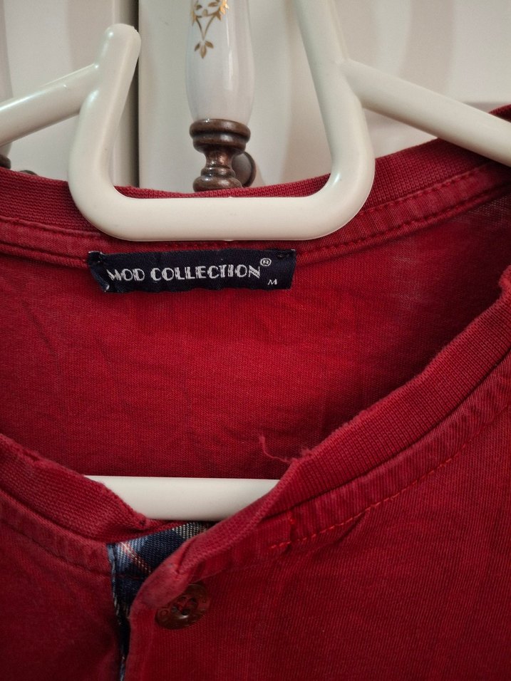 Erkek Bordo Uzun Kollu Düğmeli Sweatshirt - Görsel 3