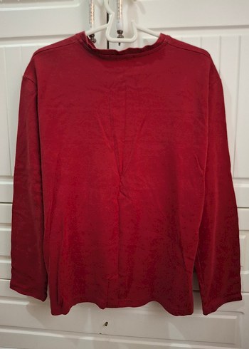 Düğmeli Koyu Kırmızı Erkek Sweatshirt - Görsel 3