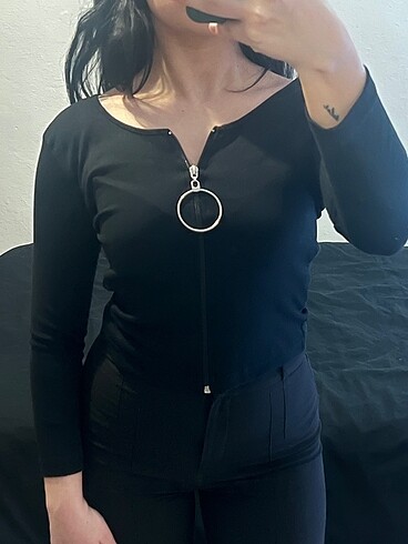 m Beden Fermuarlı Crop