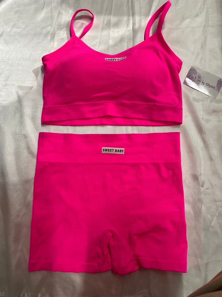 Pembe Mini Atletik Crop Top - Görsel 2