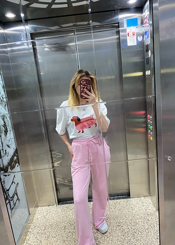 Pembe Bağcıklı Salaş Midi Pantolon