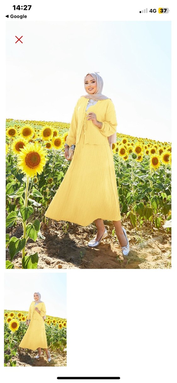 Sarı Bohem Uzun Kollu Uzun Elbise - Görsel 2