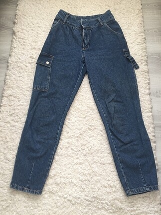 Mom jean kargo pantolon