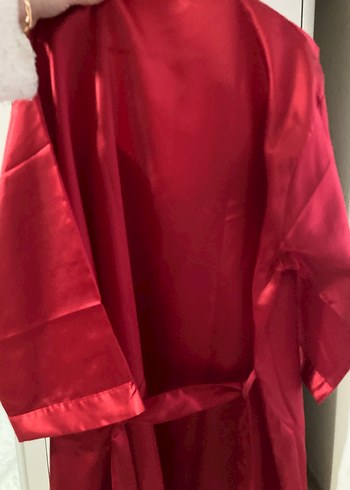 Parlak Kırmızı Uzun Kadın Pijama Takımı saten - Görsel 9