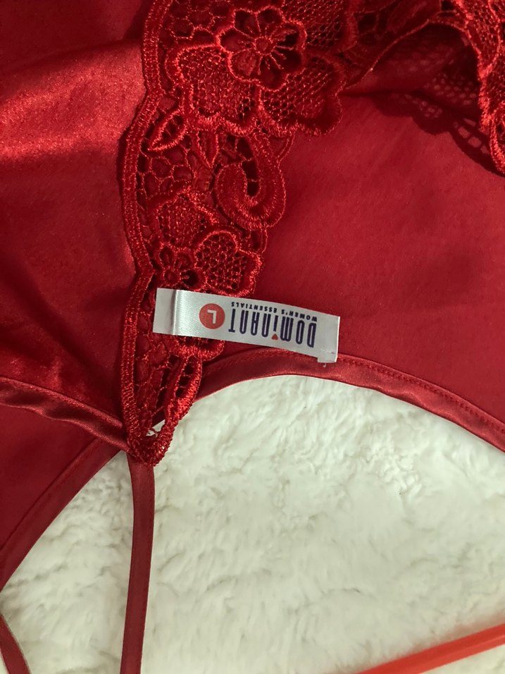 Parlak Kırmızı Uzun Kadın Pijama Takımı saten - Görsel 4