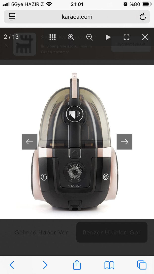 Karaca vantuz Toz Torbasız Elektrikli Süpürge - Görsel 3