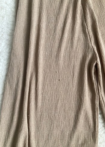 Bej Bol Kesim Keten Kadın Pantolon plaj pantolonu zara - Görsel 2