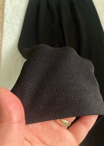 Siyah KadınKumaş Pantolon Midi Boy cırtcırtlı rahat esnek - Görsel 2