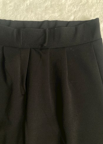 Siyah KadınKumaş Pantolon Midi Boy cırtcırtlı rahat esnek - Görsel 3