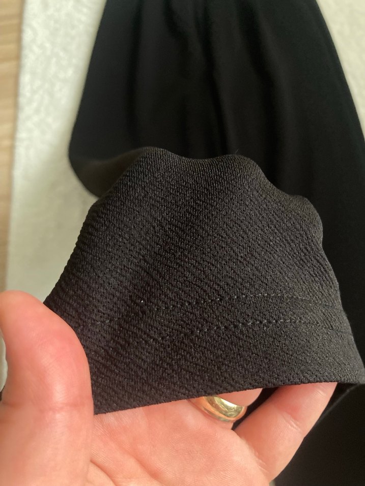 Siyah KadınKumaş Pantolon Midi Boy cırtcırtlı rahat esnek - Görsel 2