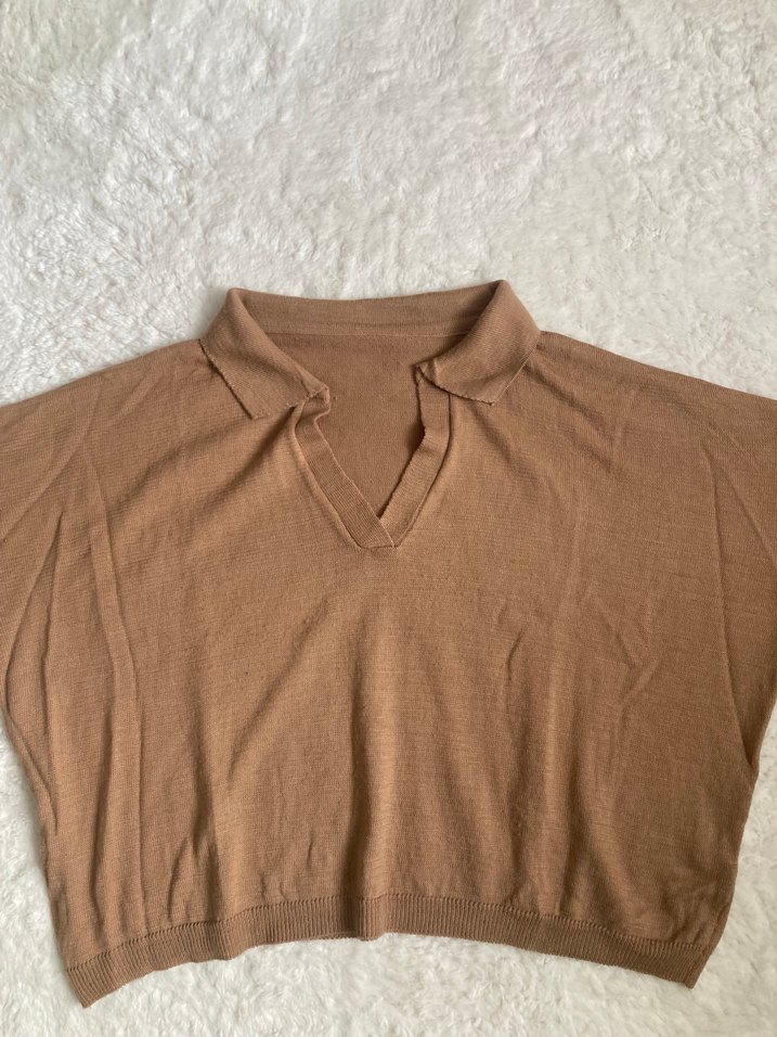 İnce triko örme tişört polo yaka - Görsel 4