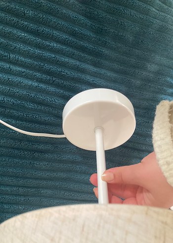 Beyaz Kumaş Abajur Masa Lambası Seti krem - Görsel 7