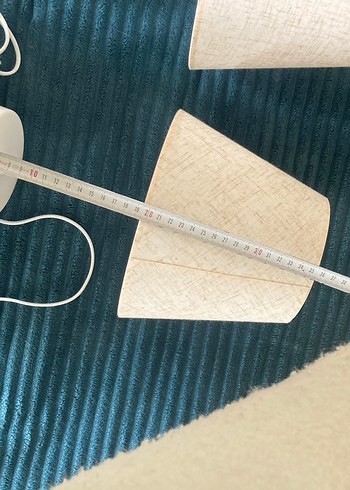 Beyaz Kumaş Abajur Masa Lambası Seti krem - Görsel 2