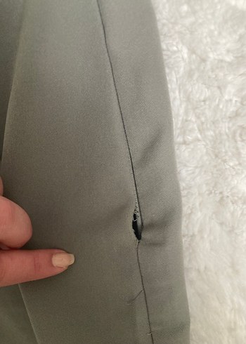 Gri Midi Kumaş Kadın Pantolon - Görsel 4