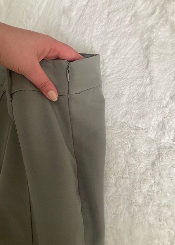 Gri Midi Kumaş Kadın Pantolon - Görsel 3