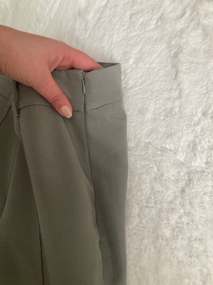 Gri Midi Kumaş Kadın Pantolon - Görsel 3