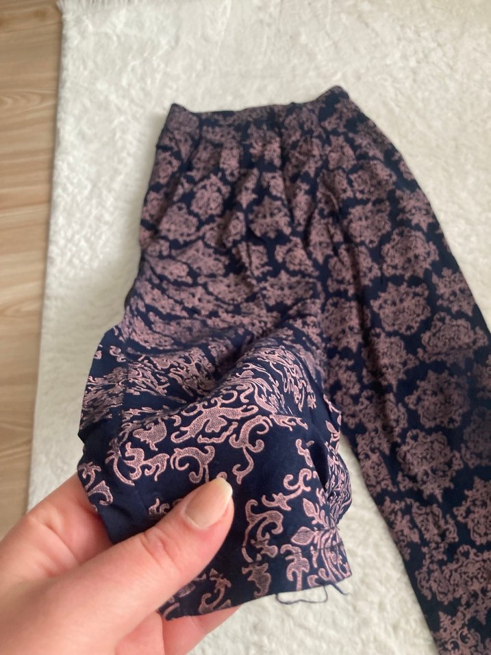 Lacivert Bohem Desenli Kadın Kumaş Pantolon - Görsel 2