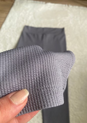 Gri Kadın Tayt fitilli - Görsel 2