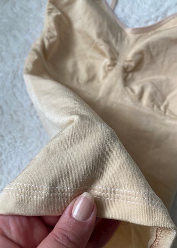 Bej V Yakalı üst korse sıkı - Görsel 2