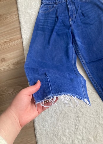 Mavi Rahat Kesim Midi Kot Pantolon - Görsel 3