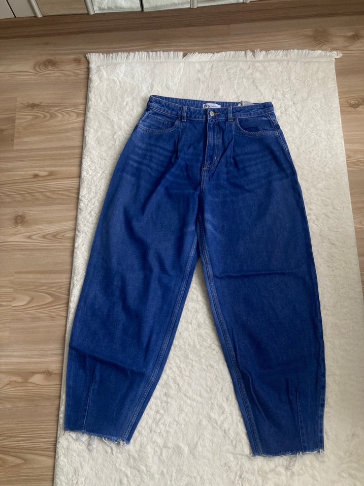 Mavi Rahat Kesim Midi Kot Pantolon - Görsel 2