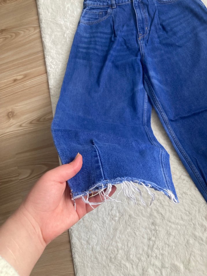 Mavi Rahat Kesim Midi Kot Pantolon - Görsel 3