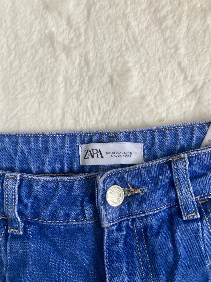 Mavi Rahat Kesim Midi Kot Pantolon - Görsel 5