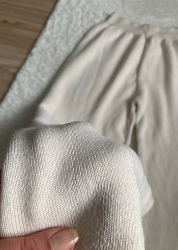 Bej Rahat Kesim triko örme Kadın Pantolon - Görsel 2