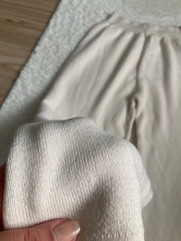 Bej Rahat Kesim triko örme Kadın Pantolon - Görsel 2