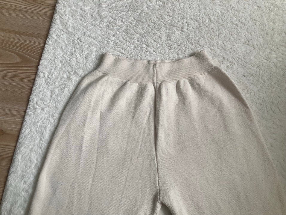 Bej Rahat Kesim triko örme Kadın Pantolon - Görsel 4