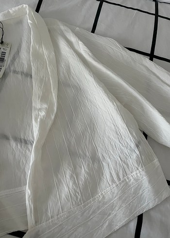 Beyaz Keten Uzun Kollu Gömlek - Görsel 4