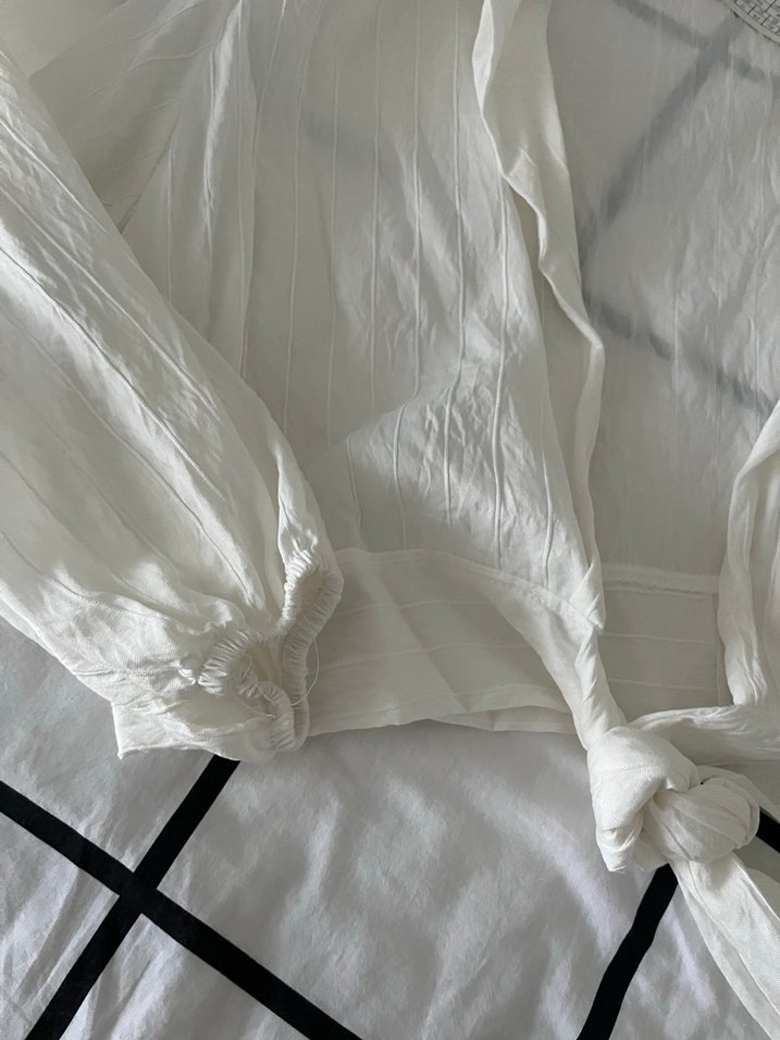 Beyaz Keten Uzun Kollu Gömlek - Görsel 2