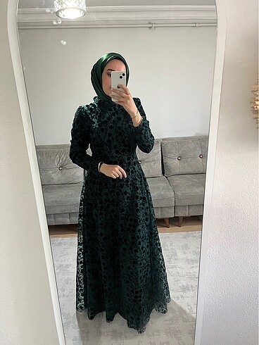 38 Beden yeşil Renk Abiye